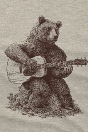 Bear-tastic Guitar Grooves Unleash the Rhythm with Our Men's Bear Guitar T-Shirt