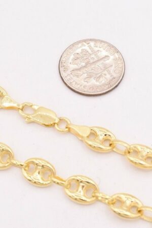 7mm Puffed Mariner Link Chain Necklace Authentic 14K Yellow Gold for Men and Women