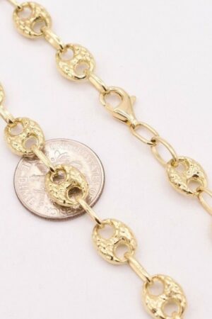 7.5mm Puffed Mariner Nugget Textured Chain Necklace in Genuine 10K Yellow Gold A Statement of Elegance and Authenticity