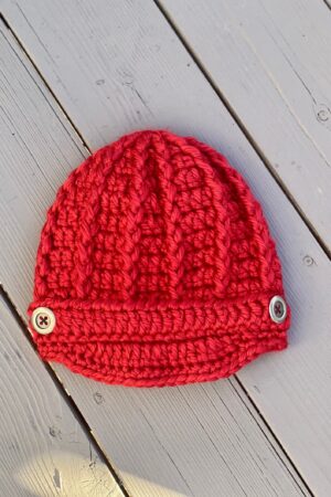 Cozy and Chic Crocheted Newsboy Hat for Women with Buttons and Brim