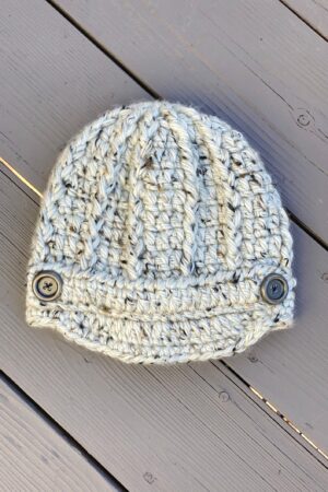 Cozy and Chic Crocheted Newsboy Hat for Women with Buttons and Brim