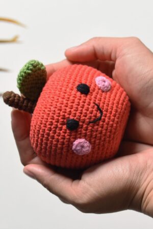 Handmade Amigurumi Apple Toy with Jingle Bell A Delightful Plush for Babies