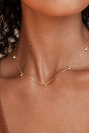 Caitlyn Minimalist Diamond Station Necklace A Timeless Treasure in Gold, Rose Gold, or Sterling Silver