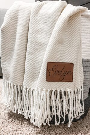 Personalized Monogrammed Farmhouse Blanket A Thoughtful Corporate Gift for Mom