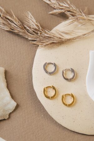 Caitlyn Minimalist Huggie Hoop Earrings Everyday Elegance in Gold, Silver, and Rose Gold (ER007)