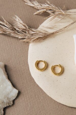 Caitlyn Minimalist Huggie Hoop Earrings Everyday Elegance in Gold, Silver, and Rose Gold (ER007)