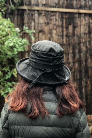 Waterproof Wonder Dark Olive British Waxed Cotton Rain Hat for Women