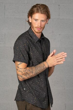 Urban Streetwear Buzzworthy All Over Print Bee Hive Button Up Shirt for Men