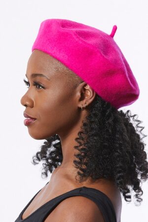 Hot Pink Wool Beret A Classic Retro Style for Winter