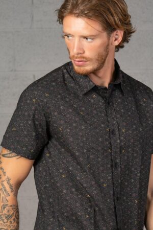 Urban Streetwear Buzzworthy All Over Print Bee Hive Button Up Shirt for Men