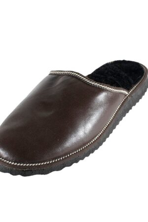 Cozy Comfort Handmade Genuine Leather Sheepskin Slippers for Men