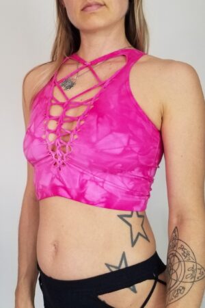 Dragon Fruit Crop Top and Hand Dyed Yoga Slit Weave Fire Hula Hoop Unleash Your Inner Goddess