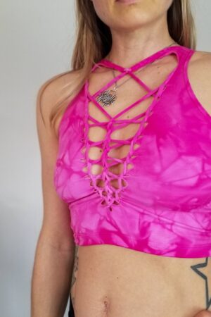 Dragon Fruit Crop Top and Hand Dyed Yoga Slit Weave Fire Hula Hoop Unleash Your Inner Goddess