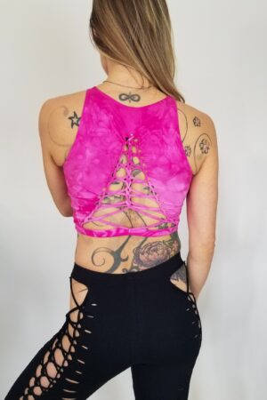 Dragon Fruit Crop Top and Hand Dyed Yoga Slit Weave Fire Hula Hoop Unleash Your Inner Goddess