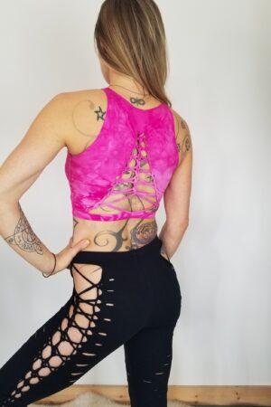 Dragon Fruit Crop Top and Hand Dyed Yoga Slit Weave Fire Hula Hoop Unleash Your Inner Goddess