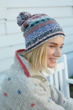 Cozy Fair Isle Winter Knit Hat Ethical Wool Beanie for Women