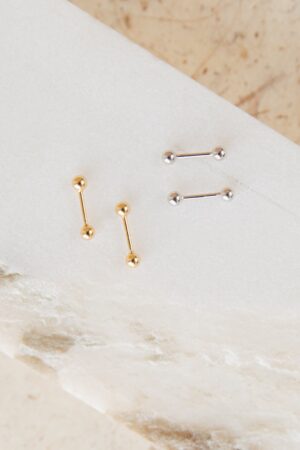 Caitlyn Minimalist Duo Ball Earrings Dainty Double Ball Studs for a Timeless Look