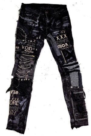 Unleash Your Inner Rebel Custom Handmade Punk Rock Goth Emo Metal Cyber Dark Ripped Crazy Weird Funky Crust Festival Jeans for the Vegan Cyber Warrior