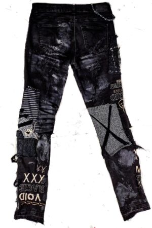 Unleash Your Inner Rebel Custom Handmade Punk Rock Goth Emo Metal Cyber Dark Ripped Crazy Weird Funky Crust Festival Jeans for the Vegan Cyber Warrior