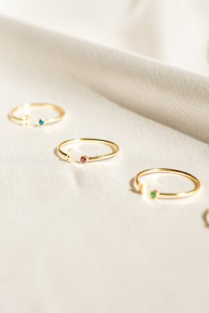 Birthstone Initial Ring Personalized Jewelry for Mothers, Bridesmaids, and Birthdays