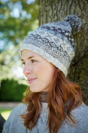 Cozy Fair Isle Winter Knit Hat Ethical Wool Beanie for Women