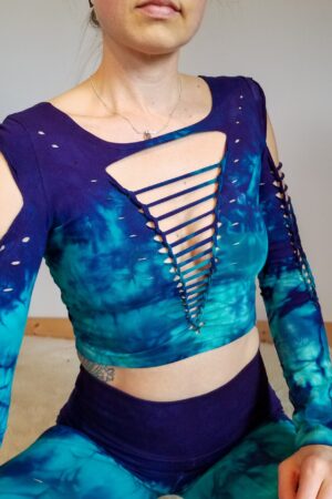 Mystical Purple Jade Hand-Dyed Yoga Crop Top and Fire Hula Hoop for Flowing Grace