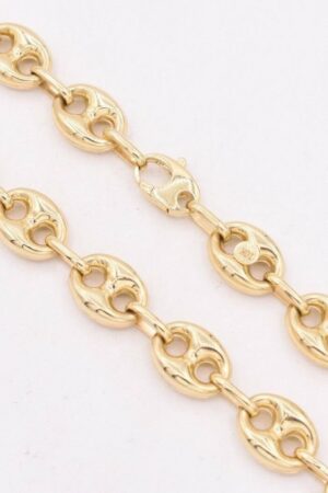 10mm Puffed Mariner Link Chain Necklace Solid 10K Yellow Gold for Men and Women