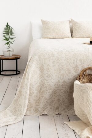 Royal Floral Linen Bedspread Double-Sided Luxury for Your Bedroom