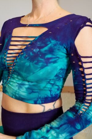 Mystical Purple Jade Hand-Dyed Yoga Crop Top and Fire Hula Hoop for Flowing Grace