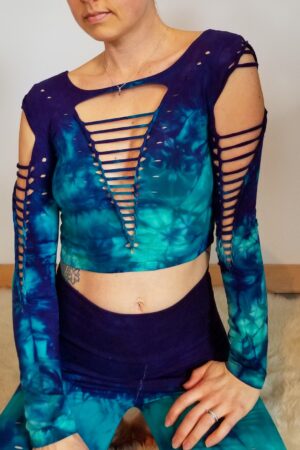 Mystical Purple Jade Hand-Dyed Yoga Crop Top and Fire Hula Hoop for Flowing Grace