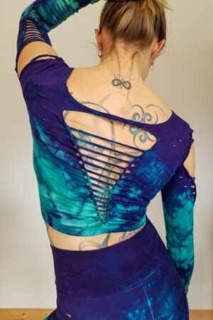 Mystical Purple Jade Hand-Dyed Yoga Crop Top and Fire Hula Hoop for Flowing Grace