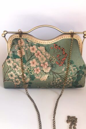 Enchanting Emerald Handbag A Floral Tapestry of Japanese Elegance