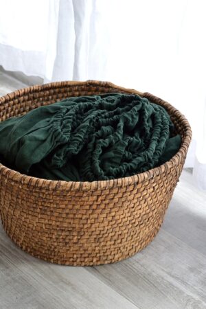 Immerse Yourself in Opulence Luxurious Dark Emerald Linen Sheet Set for Unparalleled Comfort and Style