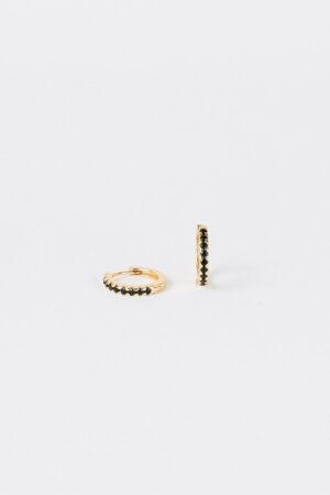 Onyx Huggie Hoops Minimalist Black Diamond Earrings for a Timeless Gift (ER104)