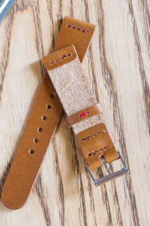 Premium Vegetable Tanned Whiskey Buttero Leather Watch Band Handcrafted Elegance for Your Timepiece