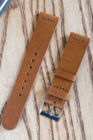 Premium Vegetable Tanned Whiskey Buttero Leather Watch Band Handcrafted Elegance for Your Timepiece