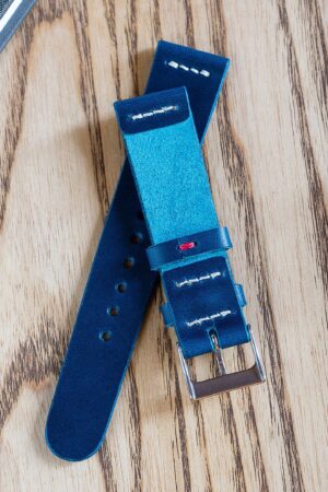 Premium Vegetable Tanned Navy Blue Buttero Leather Watch Strap (18mm-22mm)