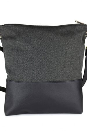 Edgy and Eco-Chic Charcoal Origami Crossbody Bag with Vegan Leather Accents