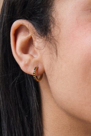 Onyx Huggie Hoops Minimalist Black Diamond Earrings for a Timeless Gift (ER104)