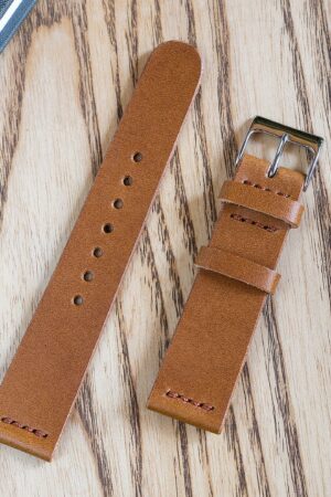 Premium Vegetable Tanned Whiskey Buttero Leather Watch Band Handcrafted Elegance for Your Timepiece