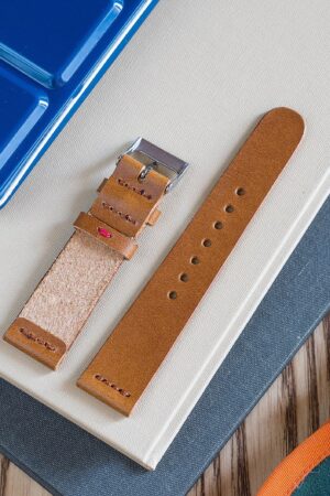 Premium Vegetable Tanned Whiskey Buttero Leather Watch Band Handcrafted Elegance for Your Timepiece