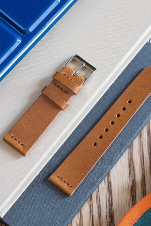 Premium Vegetable Tanned Whiskey Buttero Leather Watch Band Handcrafted Elegance for Your Timepiece