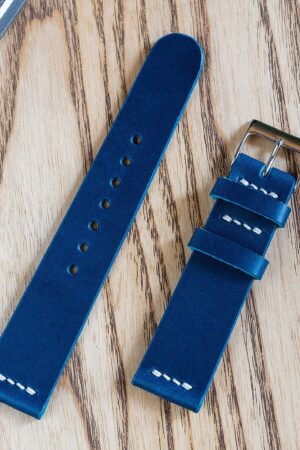 Premium Vegetable Tanned Navy Blue Buttero Leather Watch Strap (18mm-22mm)