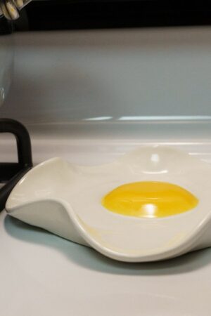 ?? Elevate Your Kitchen Handmade Ceramic Fried Egg Spoon Rest (5" Wide)