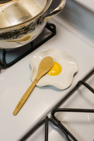 ?? Elevate Your Kitchen Handmade Ceramic Fried Egg Spoon Rest (5" Wide)