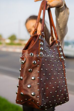 Polka Dot Studded Leather Tote A Timeless Statement for Everyday Style