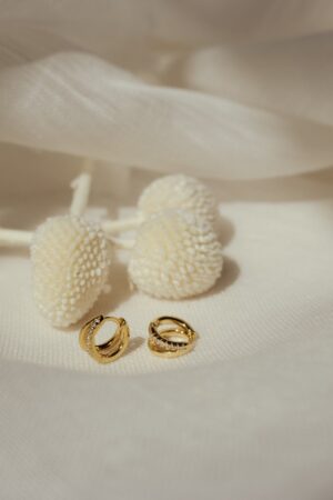 Caitlyn Minimalist Double Hoop Huggie Earrings Pave Gold Huggie Hoops with Diamonds for Bridesmaids and Weddings (ER119)