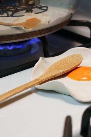 ?? Elevate Your Kitchen Handmade Ceramic Fried Egg Spoon Rest (5" Wide)