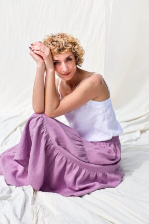 Linen Tiered Skirt Effortless Style with Elasticated Waist | OFFON CLOTHING