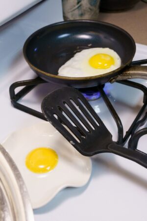 ?? Elevate Your Kitchen Handmade Ceramic Fried Egg Spoon Rest (5" Wide)